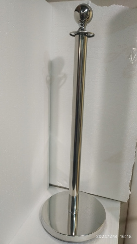 Столбик ограждения солеи металлический с шаром, 32х94 см, цвет "под серебро", У-1075 фото 3