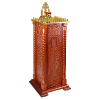 Панихидный стол на 36-50 свечей "Суздальский", цвет "кипарис", тумба, резьба, 46х46х100 см