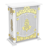 Подставка церковная "Суздальская" белый с золотом (поталь), тумба, резьба, 85х46х100 см