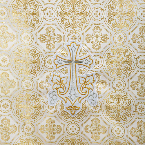 Облачение на престол белое с золотом, церковный шелк, 100х100х100 см фото 4