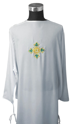 Подризник белый, комбинированная вышивка с рисунком "Цветочный" фото 2