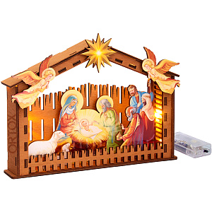 Вертеп "Рождественский", фанера, с подсветкой, 22х4х16 см (полиграфия)