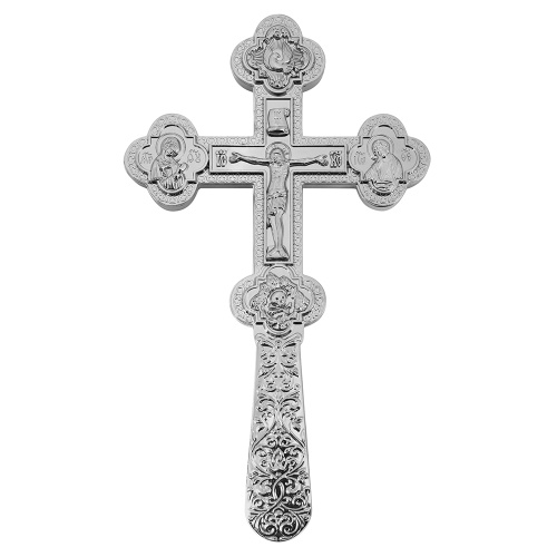 Крест требный, цинковый сплав, цвет "под серебро", 12x21 см