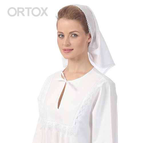 Рубашка для крещения женская белая из плотной бязи, размер в ассортименте фото 6