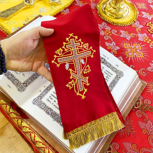 Закладка для Евангелия цветная, 150х13 см, костюмная ткань фото 5