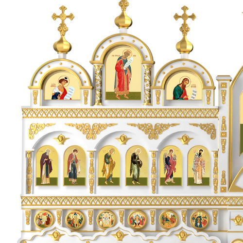 Иконостас "Рождественский" четырехъярусный белый с золотом (поталь), 848,5х763х53 см фото 7