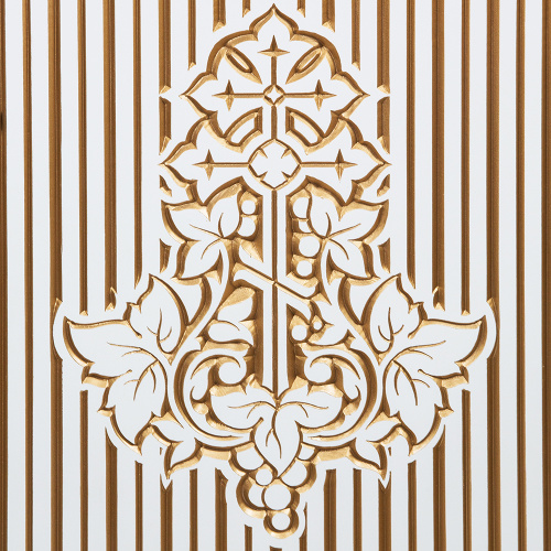 Панихидный стол на 70 свечей "Суздальский" белый с золотом (патина), тумба, резьба, 70х46х100 см фото 6