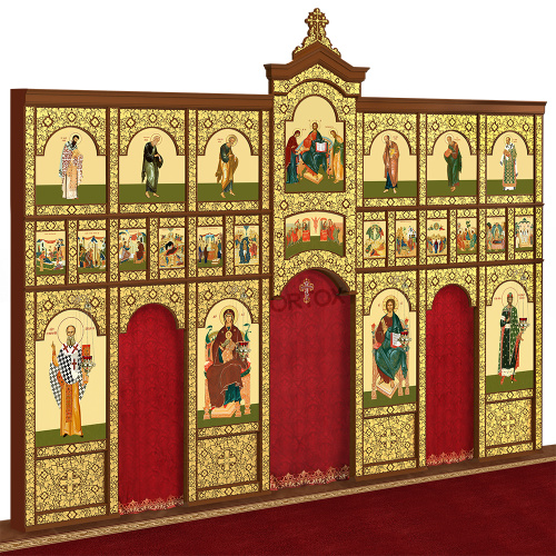 Иконостас "Суздальский" трехъярусный, цвет "кипарис" с золотом (поталь), 608х483х25,4 см фото 2