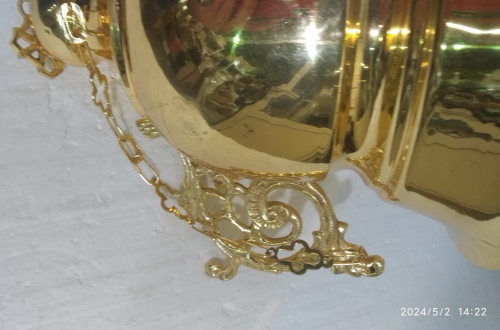 Лампада подвесная, латунь, 25х27 см, У-1176 фото 7