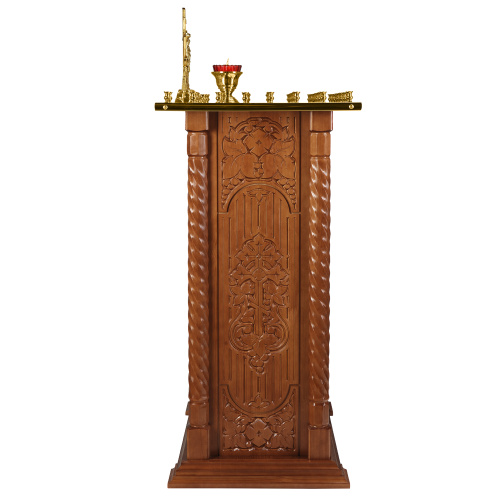 Панихидный стол на 70 свечей "Суздальский", цвет "кипарис", тумба, резьба, 70х46х100 см фото 3
