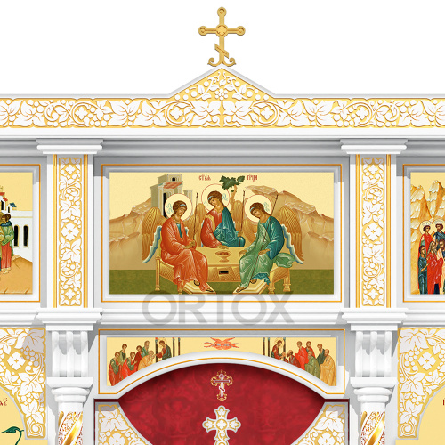Иконостас "Владимирский" двухъярусный белый с золотом (патина), 690х348х40 см №2 фото 8