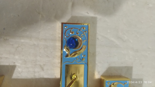 Крест напрестольный, голубая эмаль, синие камни, 14,5х26 см, У-1152 фото 3