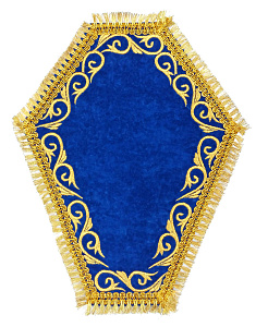 Плат под крест шестигранный синий вышитый, 26х33 см (бархат)