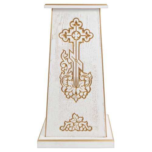 Подставка под хоругвь, крест, икону "Суздальская" белая с золотом (патина) фото 2
