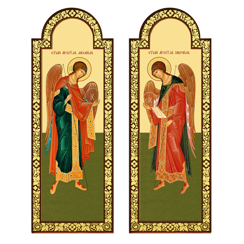 Диаконская дверь для "Суздальского" иконостаса, цвет "кипарис" с золотом (поталь) фото 3