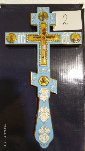 Крест напрестольный латунный восьмиконечный, 14,5х26 см, У-0632 фото 7