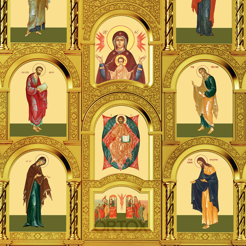Иконостас "Владимирский" пятиярусный позолоченный, 690х860х45 см фото 8