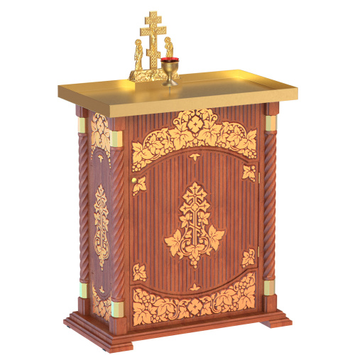 Панихидный стол песковой "Суздальский", цвет "кипарис" с золотом (поталь), тумба, резьба, высота 100 см фото 2