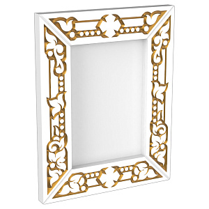 Рамка-киот "Суздальский" настенный белый с золотом (патина), ширина 7 см (21х29,7 см (А4))