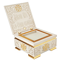 Ковчег для мощей "Суздальский" белый с золотом (поталь), 20х20х13 см