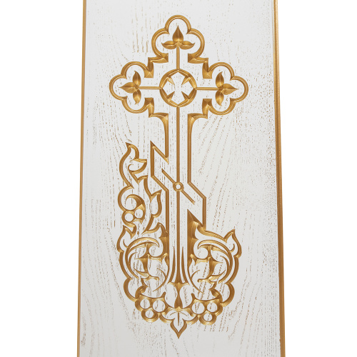 Подставка под хоругвь, крест, икону "Суздальская" белая с золотом (патина) фото 3