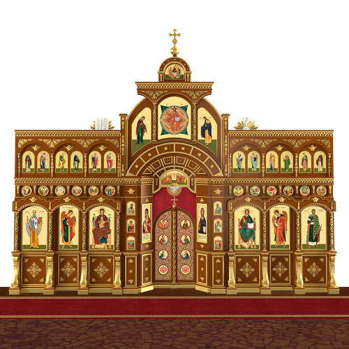 Иконостас "Рождественский" трехъярусный, цвет "кипарис" с золотом (поталь), 848,5х697х53 см фото 2