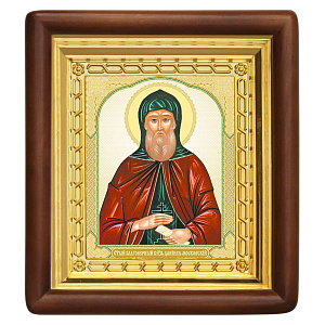 Икона благоверного князя Даниила Московского, 18х20 см, деревянный киот (светлый киот)
