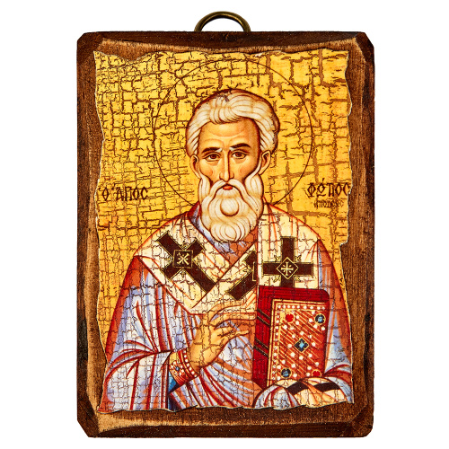 Икона святителя Фотия, патриарха Константинопольского, 6,5х9 см, под старину