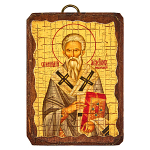 Икона святителя Геннадия Новгородского, 6,5х9 см, под старину (береза)