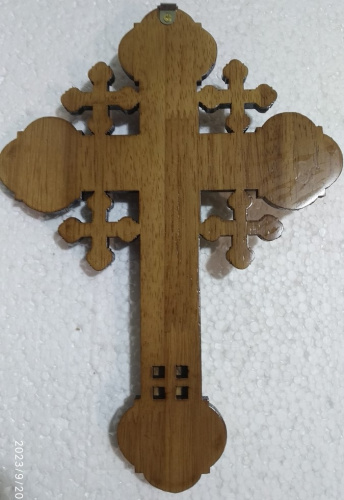 Крест настенный деревянный с распятием из цинкового сплава, 19,5х27 см, У-0836 фото 9