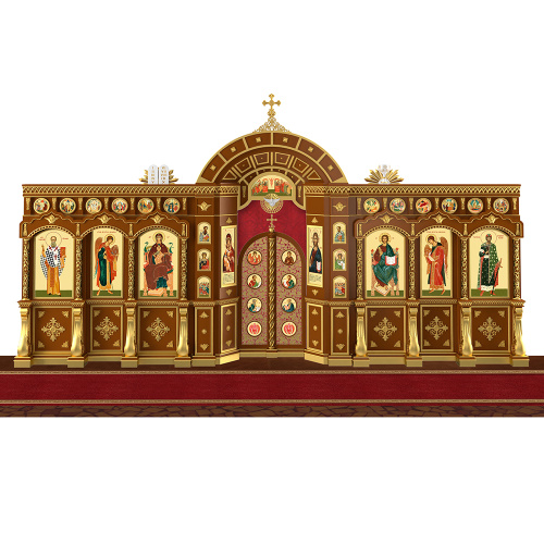 Иконостас "Рождественский" двухъярусный, цвет "кипарис" с золотом (поталь), 848,5х456х53 см фото 2