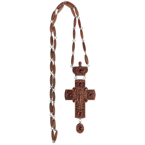 Крест наперсный "Наградной" деревянный резной, с цепью, 7,7х17,9 см фото 11