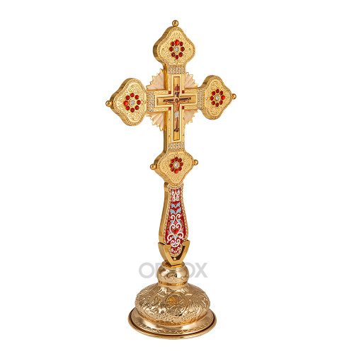 Крест требный / напрестольный, камни, эмаль, 19х30,5 см фото 5