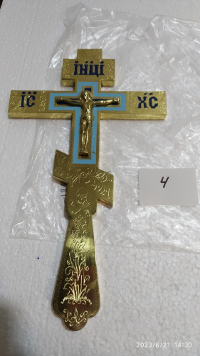 Крест напрестольный латунный, эмаль, 17,5x30 см, У-0623 фото 15