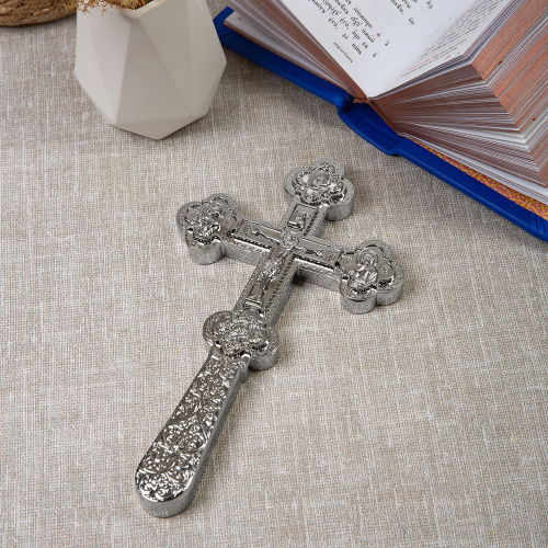 Крест требный, цинковый сплав, цвет "под серебро", 12x21 см фото 2