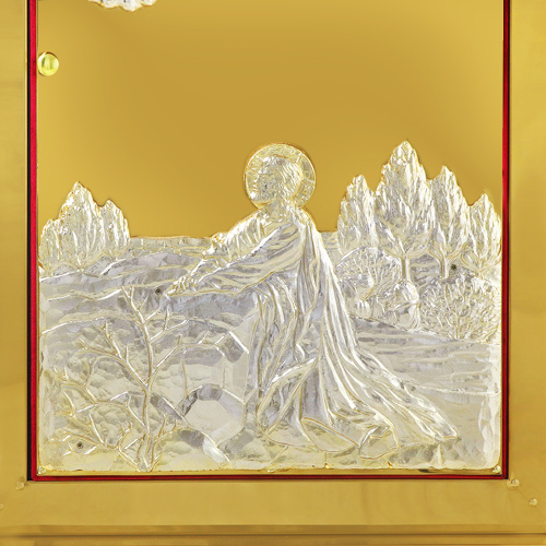 Жертвенник "Золотые своды" с иконой "Моление о чаше" чеканка, высота 100 см фото 7
