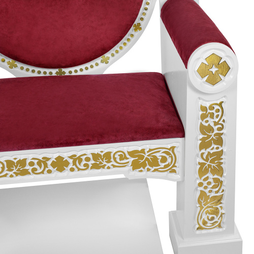 Архиерейский трон "Владимирский" белый с золотом (поталь), 104х70х149 см фото 5