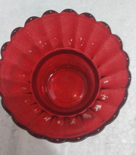 Стаканчик для лампады стеклянный рифленый красный, У-1175 фото 3
