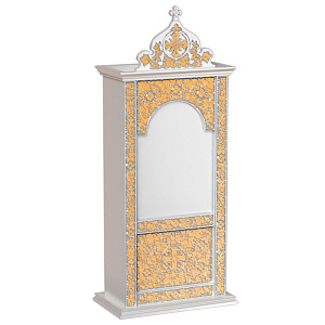 Киот-шкаф напольный "Суздальский" белый с золотом (поталь), широкий (без дверок, 106х60х250 см)