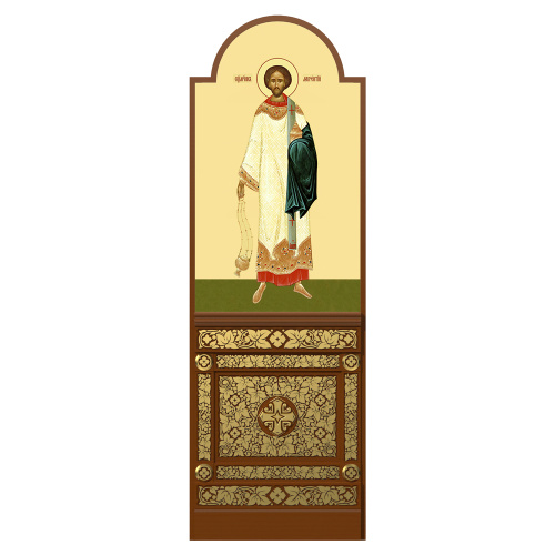 Диаконская дверь для "Романовского" иконостаса, цвет "кипарис" с золотом (поталь), 220х70х10 см