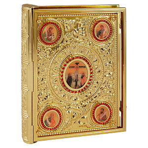 Оклад для Евангелия напрестольного, цинковый сплав, цвет "под золото", камни, 25х5х35 см (гравировка)