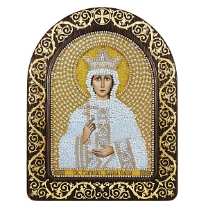 Набор для вышивания бисером "Икона равноапостольной царицы Елены Константинопольской", 13,5х17 см, с фигурной рамкой (7 цветов бисера)