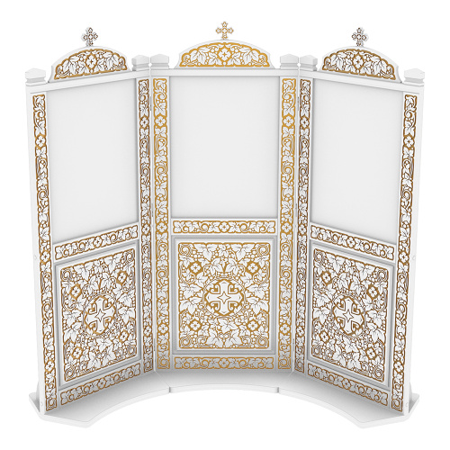 Киот напольный "Суздальский" белый с золотом (патина), три модуля фото 2