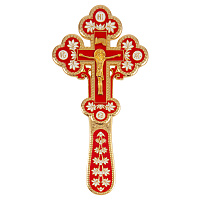 Крест требный, цинковый сплав, красная и белая эмаль, 10х22,5см