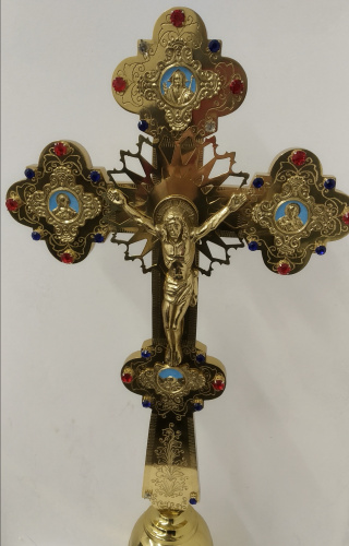 Крест напрестольный с подставкой, 28х68 см, эмаль, У-0323 фото 4