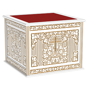 Облачение на престол "Суздальское" белое с золотом (патина), высота 105 см (130х130х105 см красная ткань)