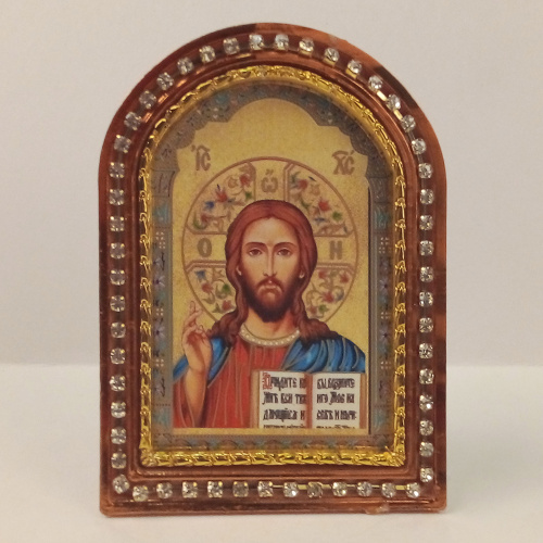 Икона настольная Спасителя "Господь Вседержитель", пластиковая рамка, 6,4х8,6 см фото 7