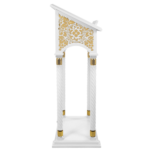 Аналой центральный "Суздальский" белый с золотом (поталь), колонны, резьба, высота 135 см фото 4