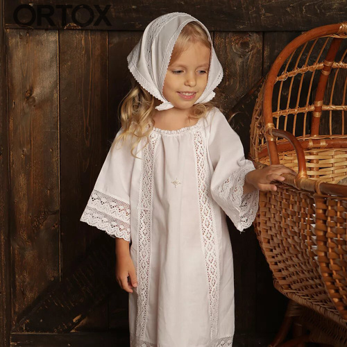 Комплект для крещения "Василиса" белый: рубашка и пеленка, хлопок, размер в ассортименте фото 4