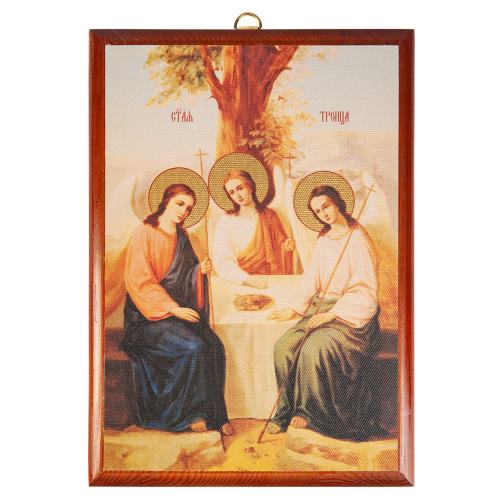 Икона Святой Троицы, на дереве, цвет "кипарис", на холсте, с золочением, №2 фото 2